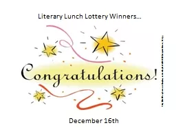 Literary Lunch Lottery Winners…
