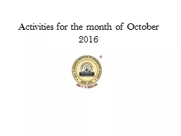 Activities for the month of October 2016