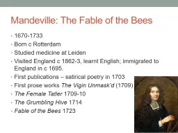 Mandeville: The Fable of the Bees