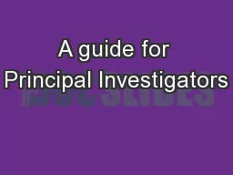A guide for Principal Investigators