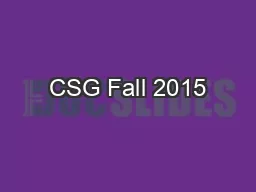 CSG Fall 2015