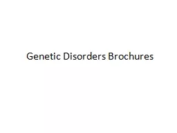 Genetic Disorders Brochures