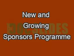 New and Growing Sponsors Programme