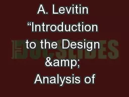 A. Levitin “Introduction to the Design & Analysis of