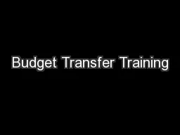 Budget Transfer Training