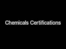Chemicals Certifications
