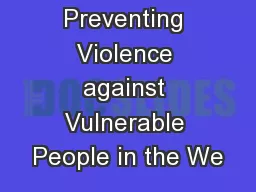 Preventing Violence against Vulnerable People in the We