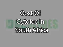 Cost Of Cytotec In South Africa