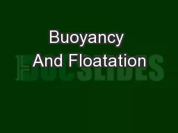 Buoyancy And Floatation