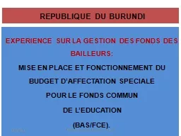 REPUBLIQUE DU BURUNDI