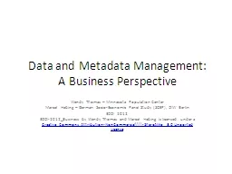 Data and Metadata Management: