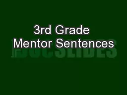 3rd Grade Mentor Sentences