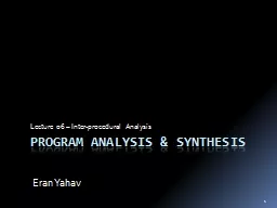 1 Program analysis & Synthesis