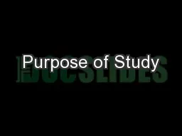 Purpose of Study