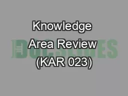Knowledge Area Review (KAR 023)