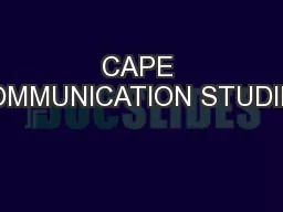 CAPE COMMUNICATION STUDIES