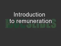 Introduction to remuneration
