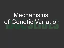 Mechanisms of Genetic Variation
