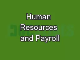 Human Resources and Payroll