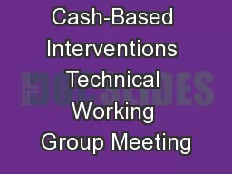 Cash-Based Interventions Technical Working Group Meeting
