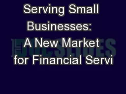 Serving Small Businesses:  A New Market for Financial Servi