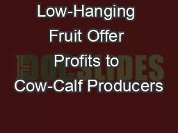 Low-Hanging Fruit Offer Profits to Cow-Calf Producers