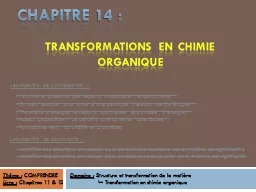 Transformations en chimie organique