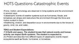 HOTS Questions-Catastrophic Events