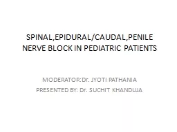SPINAL,EPIDURAL/CAUDAL,PENILE NERVE BLOCK IN PEDIATRIC PATI