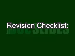 Revision Checklist: