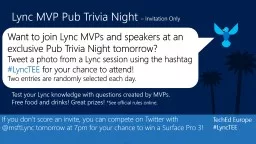 Want to join Lync MVPs and speakers at an exclusive Pub Tri