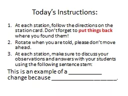 Today’s Instructions: