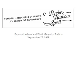 Pender Harbour and District Board of Trade – September 27