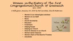 Women  in the History of  The  First  Congregational Church