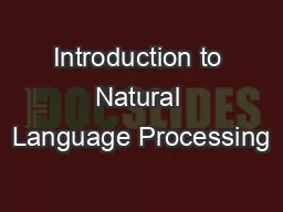 Introduction to Natural Language Processing