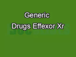 Generic Drugs Effexor Xr