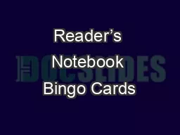 Reader’s Notebook Bingo Cards