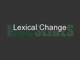 Lexical Change