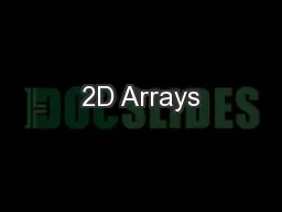 2D Arrays