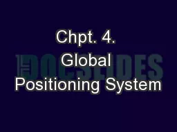Chpt. 4. Global Positioning System