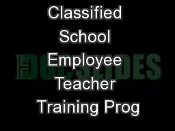 California Classified School Employee Teacher Training Prog