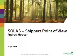 SOLAS – Shippers Point of View