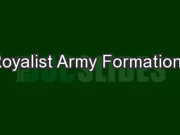 Royalist Army Formations