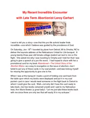 My Recent Incredible Encounter with Late Term Abortion