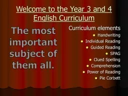Welcome to the Year 3 and 4 English Curriculum