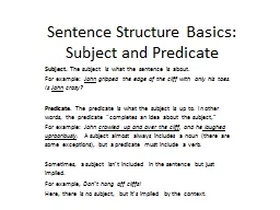 Sentence Structure Basics: Subject and Predicate