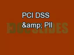 PCI DSS & PII