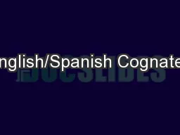 English/Spanish Cognates