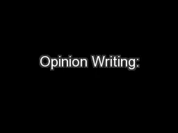 Opinion Writing:
