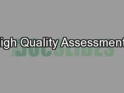 High Quality Assessments